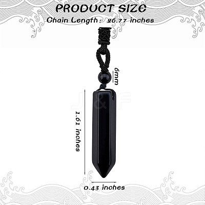 Natural Obsidian Bullet Pendant Necklace JN1043C-1