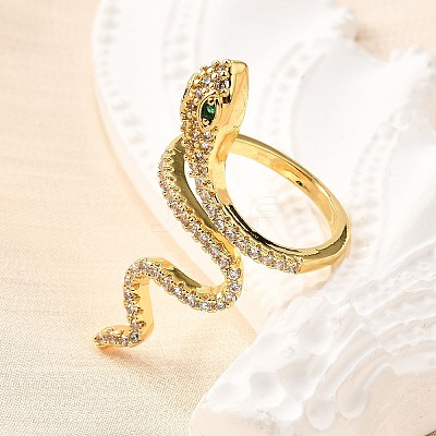 Brass Micro Pave Cubic Zirconia Cuff Rings RJEW-D308-03G-B-1