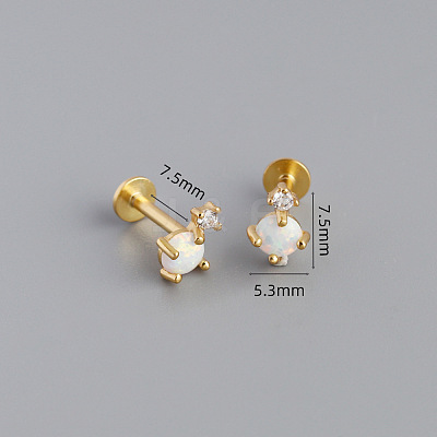 925 Sterling Silver Micro Pave Clear Cubic Zirconia with Synthetic Opal Cartilage Earrings FS-WG3DFDB-02-1