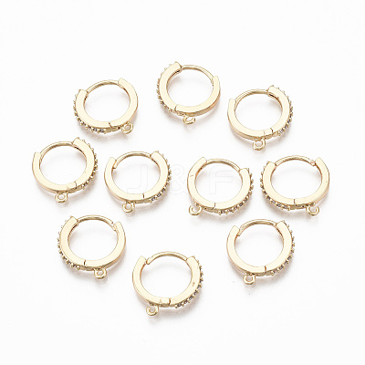 Brass Micro Pave Cubic Zirconia Huggie Hoop Earring Findings X-KK-T063-013-NF-1