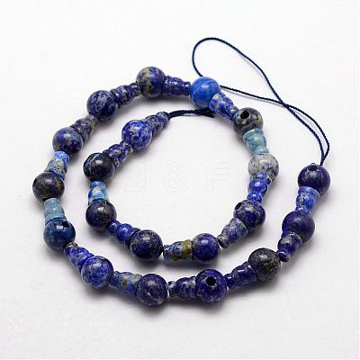Natural Lapis Lazuli 3-Hole Guru Bead Strands G-K148-06-1