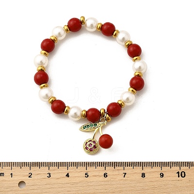 Brass Plastic Beads Bracelets BJEW-D314-02-1