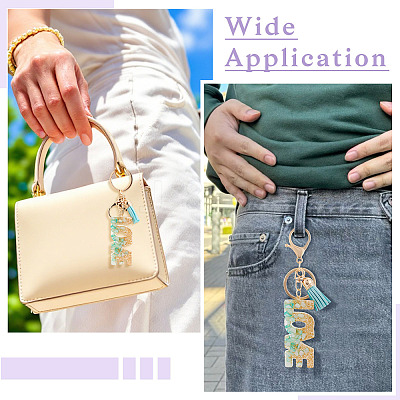 Alloy & Resin Tassel Keychainss AJEW-TADJ0001-20G-04-1