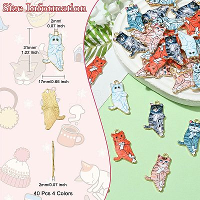 40Pcs 4 Colors Alloy Pendants FIND-CJ0002-01-1