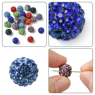 30Pcs Pave Disco Ball Beads RB-YW0001-14D-1