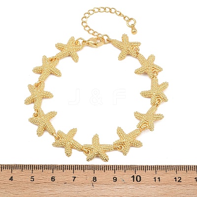 Starfish Brass Link Chain Bracelets for Women BJEW-K248-07A-G-1