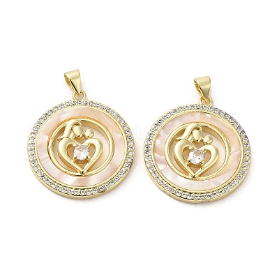 Rack Plating Brass Micro Pave Clear Cubic Zirconia Pendants KK-A206-02G-1