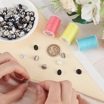 96Pcs 6 Colors 1-Hole Cloth Buttons BUTT-BC0001-09-1