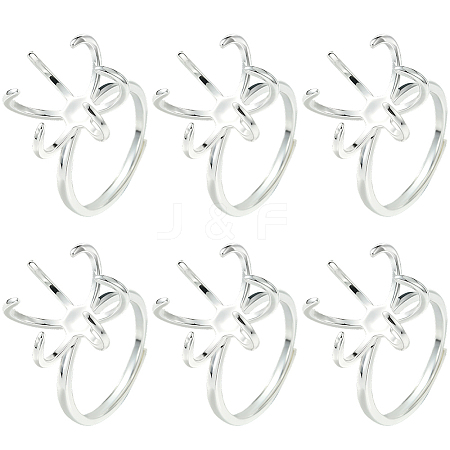 6Pcs Adjustable Brass Finger Rings Components KK-BBC0021-26-1