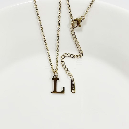 304 Stainless Steel Letter Pendant Necklaces NJEW-WH0027-26L-G-1