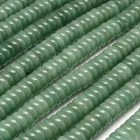 Flat Round/Disc Natural Green Aventurine Beads Strands X-G-R310-10-1