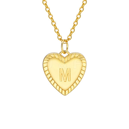 Golden Tone Brass Cable Chain Letter Heart Pendant Necklaces for Women PW-WG67FD6-13-1