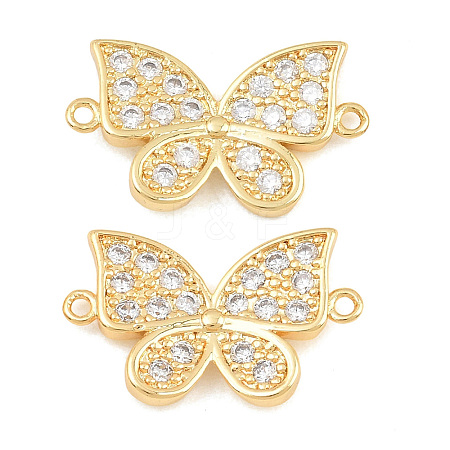 Brass Micro Pave Clear Cubic Zirconia Connector Charms CU-CBA908F-04G-04-1