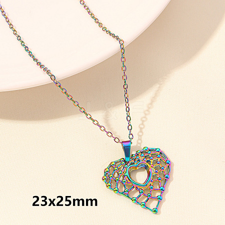 304 Stainless Steel Heart Pendant Necklaces for Men and Women FS-WG1B83F-03-1