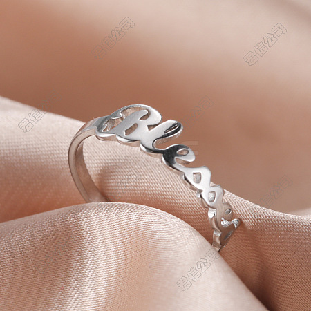 Word Blessed Titanium Steel Finger Rings for Women WG5CA7C-03-1