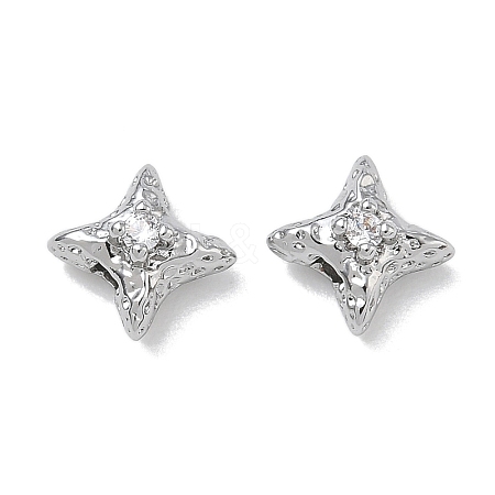 Brass Micro Pave Clear Cubic Zirconia Beads CU-CBA91C0-02P-1