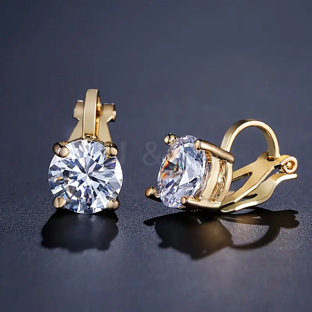 Brass Cubic Zirconia Clip-on Earrings WGE68B6-02-1
