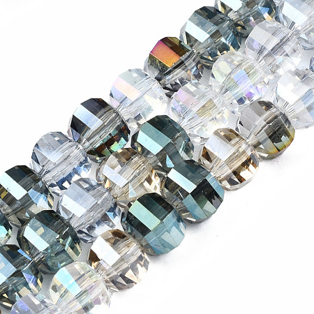 Electroplate Transparent Glass Beads Strands EGLA-S174-25-1