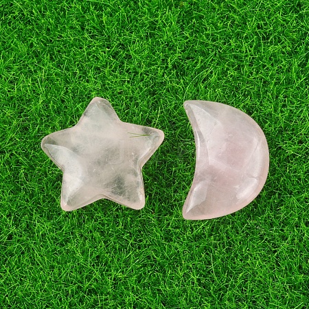 Natural Rose Quartz Healing Moon & Star Ornaments X1-PW-WG13036-01-1