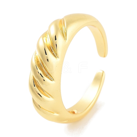 Rack Plating Brass Open Cuff Ring for Women RJEW-Z059-02G-01-1