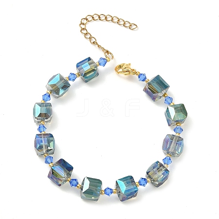 Electroplate Glass Beaded Stretch Bracelets for Women BJEW-JB11213-02-1
