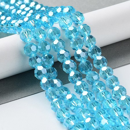 Electroplate Glass Bead Strands X-EGLA-R015-8mm-12-1