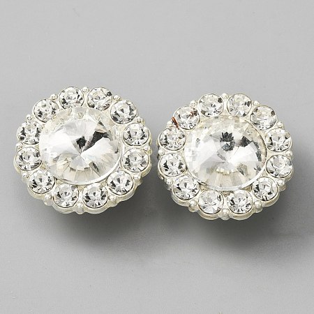 Alloy Rhinestone Shank Buttons BUTT-WH0028-24A-S-1