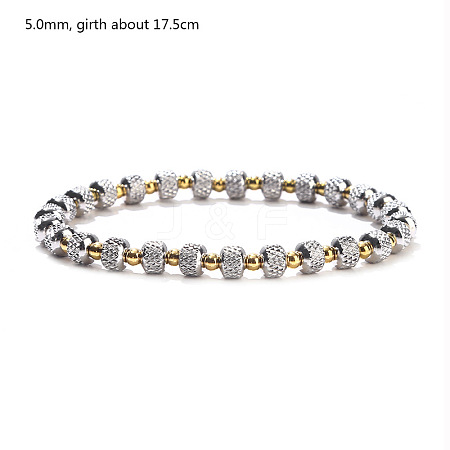 Two Tone 5MM 304 Stainless Steel Diamond Cut Rondelle Beads Stretch Bracelets WG8EF3C-01-1