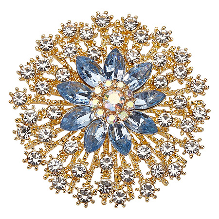 Flower Alloy Rhinestone Brooches for Backpack Clothes JEWB-WH20011-02C-1