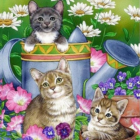 DIY Rectangle Cat Theme Diamond Painting Kits DIAM-PW0004-012-1