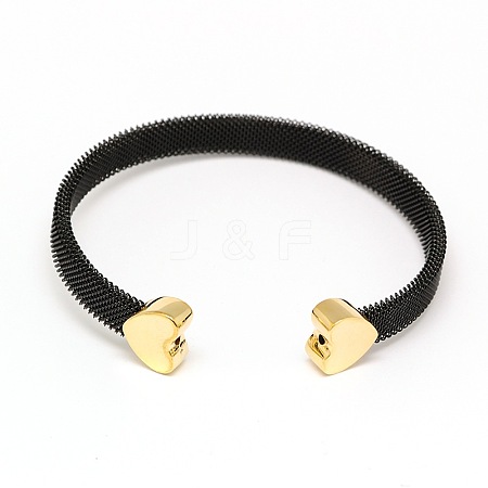 304 Stainless Steel Mesh Bangles BJEW-N225-34A-1
