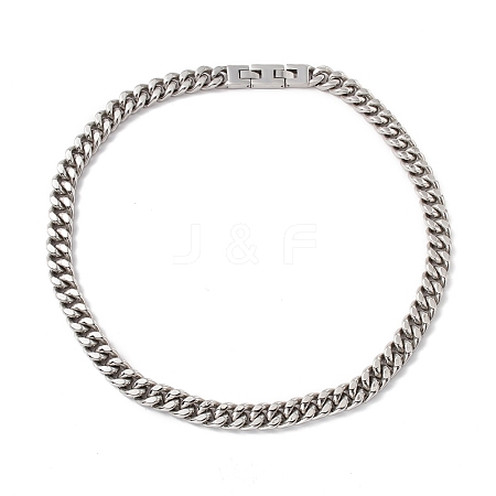 Non-Tarnish 304 Stainless Steel Curb Chains Necklace for Women NJEW-E155-02P-01-1