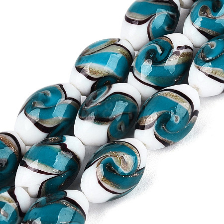 Handmade Gold Sand Lampwork Beads Strands LAMP-Q041-09B-1