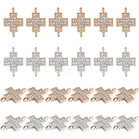 CHGCRAFT 48Pcs 2 Colors Alloy Crystal Rhinestone Connector Charms FIND-CA0005-43-1