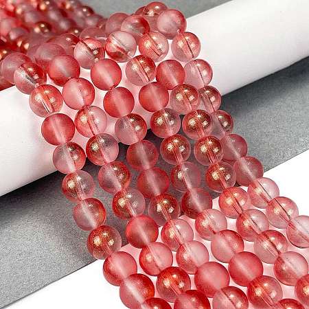 Frosted Transparent Glass Bead Strands X1-GLAA-P065-8mm-06-1