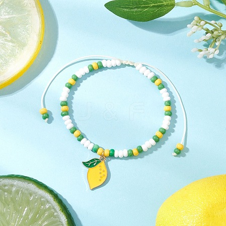 9Pcs Fruit Theme Alloy Enamel Charm Bracelets BJEW-MZ00206-03-1