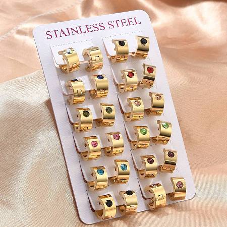 201 Stainless Steel Wide Huggie Hoop Earrings EJEW-D354-11G-1