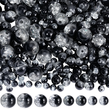 450Pcs 4 Styles Spray Painted Crackle Glass Beads CCG-PA0001-09C-1