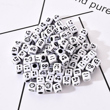 Craft White Acrylic Beads MACR-YW0001-13-1
