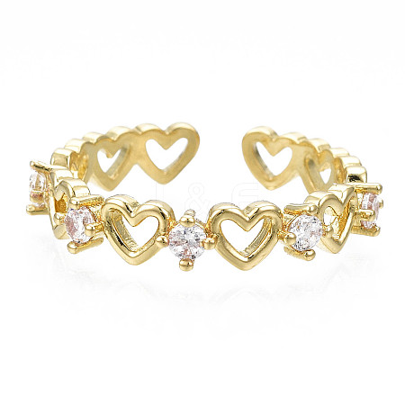 Exquisite Cubic Zirconia Heart Cuff Ring X-RJEW-N035-057-NF-1
