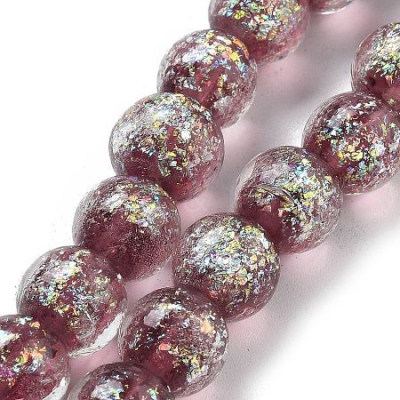 Handmade Dichroic Foil Glass Beads Strands DICH-U001-06F-1