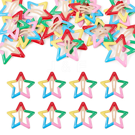 20Pcs Iron Enamel Snap Hair Clips for Girls PHAR-TADJ0001-09-1