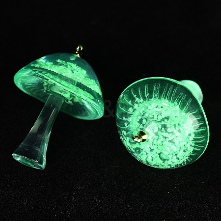 Luminous Epoxy Resin Mushroom Pendants RESI-C054-01F-1