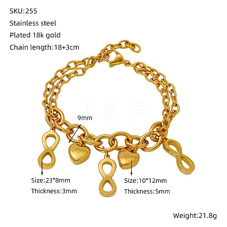 Valentine's Day 304 Stainless Steel Charm Bracelets FS-WGE53E0-03-1