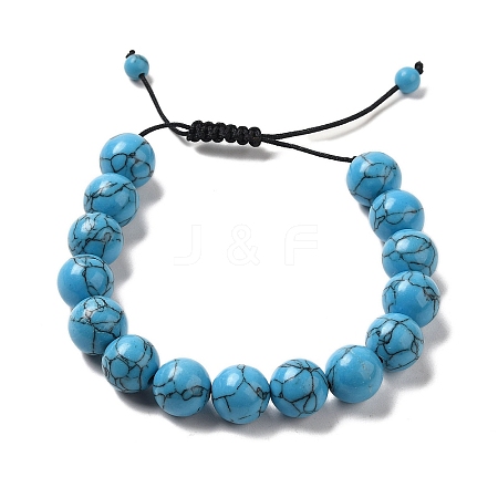 12.5mm Round Synthetic Turquoise Braided Bead Bracelets for Women Men BJEW-C060-01Y-1