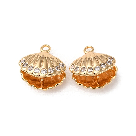 Brass Micro Pave Clear Cubic Zirconia Charms KK-Z112-32G-1