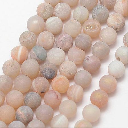 Electroplated Natural Agate Bead Strands G-K168-6mm-L1-04-1