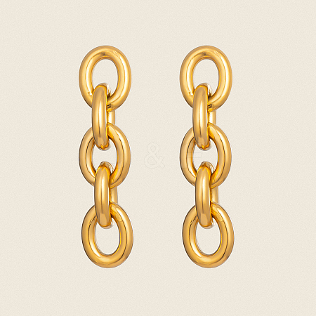 304 Stainless Steel Oval Chain Tassel Stud Earrings NM9874-1