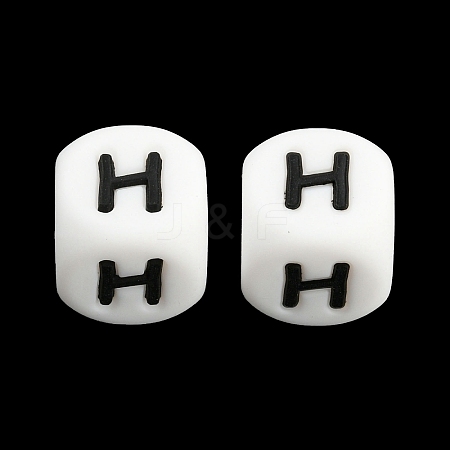 20Pcs White Cube Letter Silicone Beads 12x12x12mm Square Dice Alphabet Beads with 2mm Hole Spacer Loose Letter Beads for Bracelet Necklace Jewelry Making JX432H-1