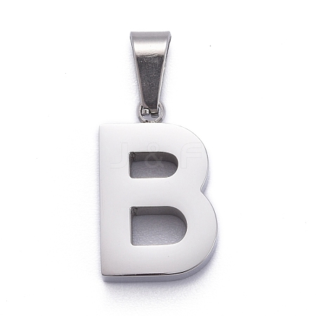 Non-Tarnish 304 Stainless Steel Letter Pendants STAS-H127-B-P-1